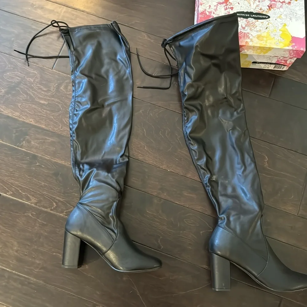 Chinese Laundry Kiara tall black heel boots NIB 8.5